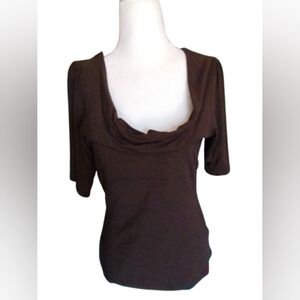 NWOT INC International Concepts Chocolate Brown Short Sleeve large